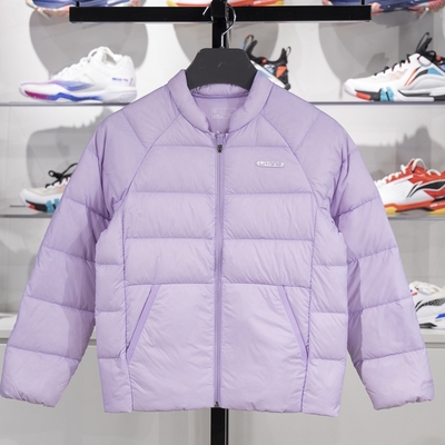 李宁正品运动生活系列男小大童简约时尚立领保暖羽绒服YYMU083-5