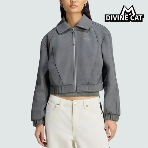 Adidas/阿迪达斯正品三叶草女士翻领拉链宽松夹克外套KX3039
