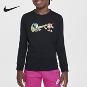 耐克正品 新款 大童柔软舒适印花休闲长袖 Nike T恤HF6006 010