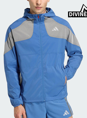 Adidas/阿迪达斯正品2025冬季款男士运动连帽拼接跑步外套KB1492