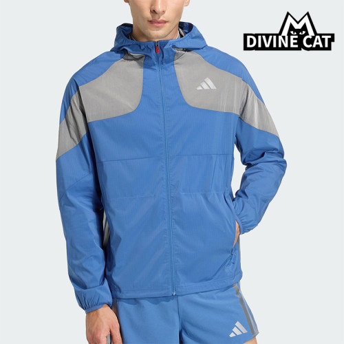 Adidas/阿迪达斯正品2025冬季款男士运动连帽拼接跑步外套KB1492