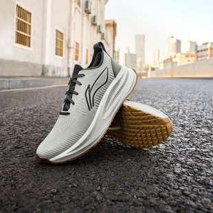 李宁正品 ARSV025 悠适男子柔软回弹舒适透气系带耐磨休闲慢跑鞋