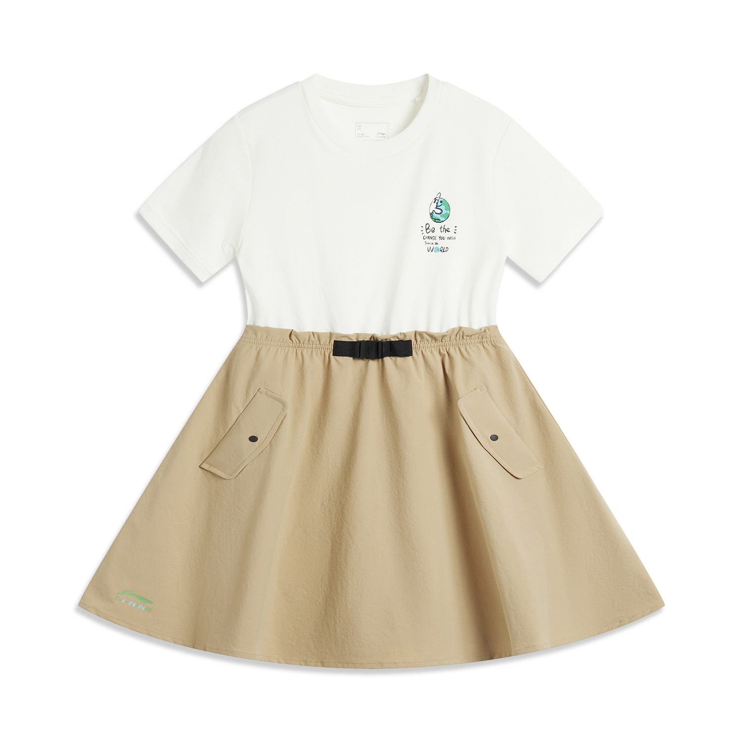 李宁正品2024新款女小童运动生活系列柔软舒适透气连衣裙YSKU080