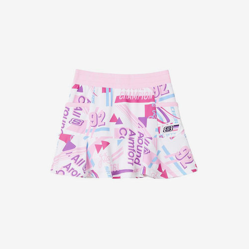Skechers/斯凯奇正品SKIRT女童时尚透气运动休闲针织印花短裙