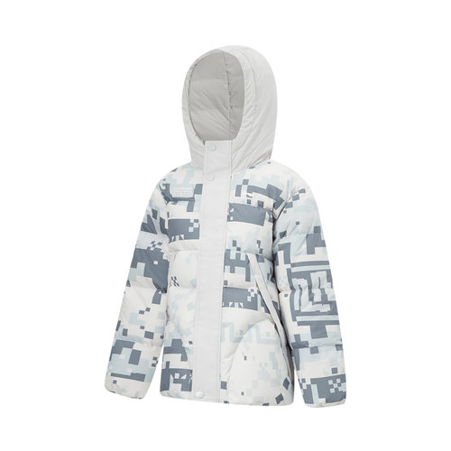 Lining/李宁正品冬季儿童休闲运动个性印花保暖连帽羽绒服YYMT177