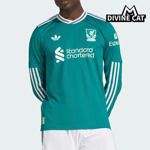 Adidas/阿迪达斯正品2025男士刺绣足球运动透气修身长袖T恤JV6460