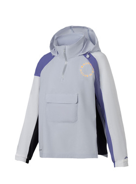 李宁外套女春季新款运动风衣休闲连帽透气夹克AFDS048-5