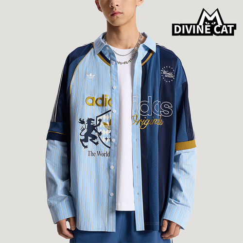 Adidas/阿迪达斯正品三叶草男士宽松梭织经典时尚长袖衬衫KY2153