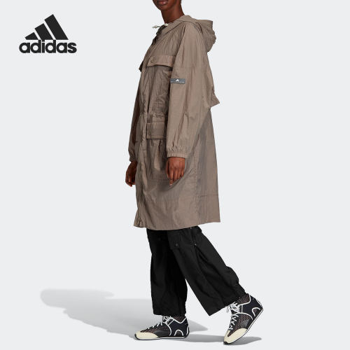 Adidas/阿迪达斯正品当季新款女子长款防风休闲风衣外套 FK9045
