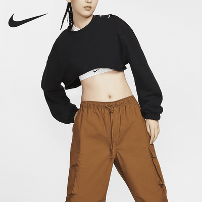 Nike/耐克正品当季新款女士圆领透气宽松超短卫衣FV7510-010