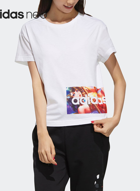 Adidas/阿迪达斯正品Neo女士印花休闲宽松透气运动短袖FR7992