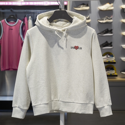 李宁正品运动潮流系列女子加绒保暖时尚宽松连帽卫衣AWDU452-7