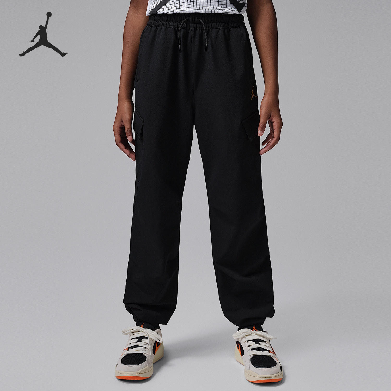 Nike/耐克正品JORDAN大童梭织运动休闲系带长裤IR8368-010