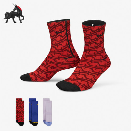 耐克男女同舒适透气运动袜三双装