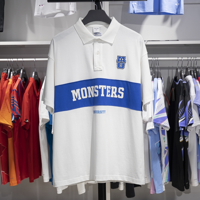 李宁正品X怪兽大学联名系列男女款宽松百搭短袖POLO衫APLU147-3