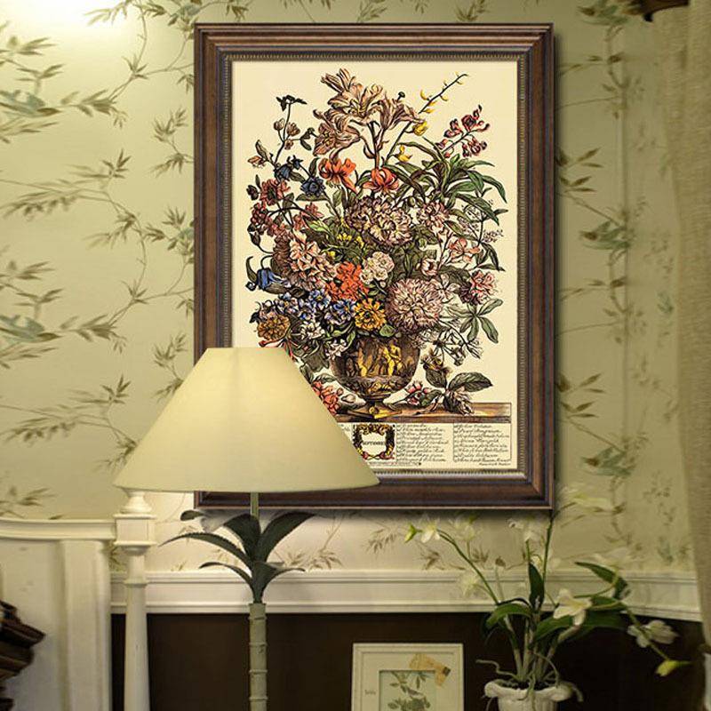 欧式花卉发复财树ASD美玄关装饰画餐厅墙式面壁画挂画古油画布图片