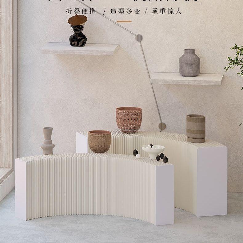 可折多叠能长条展台中岛创意展功会商KPL场陈移动多层展示列架展