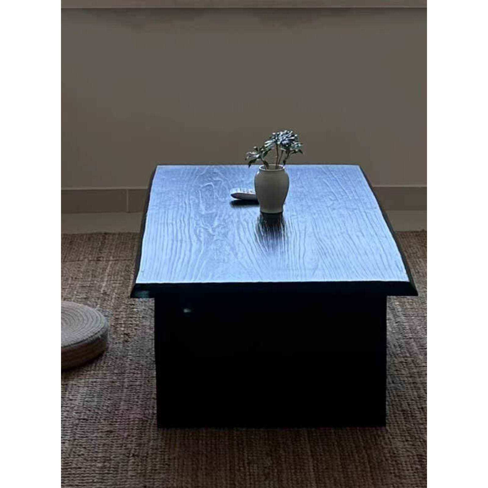 Wab矮-Sabi风格碳化黑色实a9木i咖啡桌日本阳台湾窗桌B&B酒店茶方