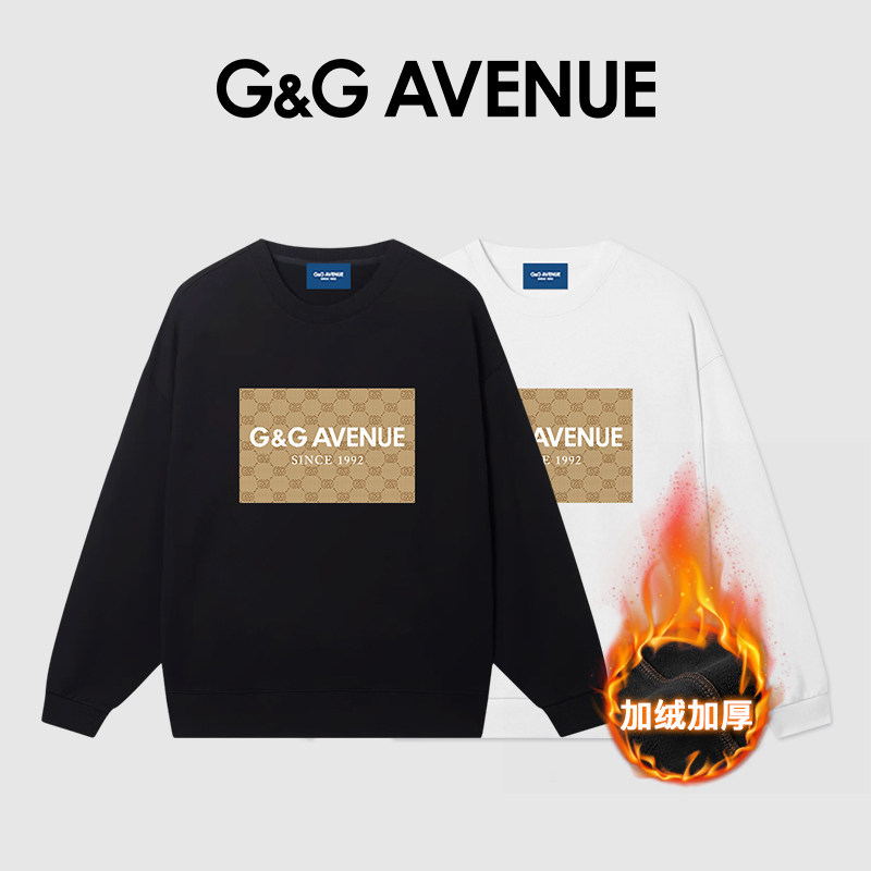 G&G AVENUE 轻奢潮牌卫衣男小众重磅长袖T恤高级感纯棉上衣情侣装