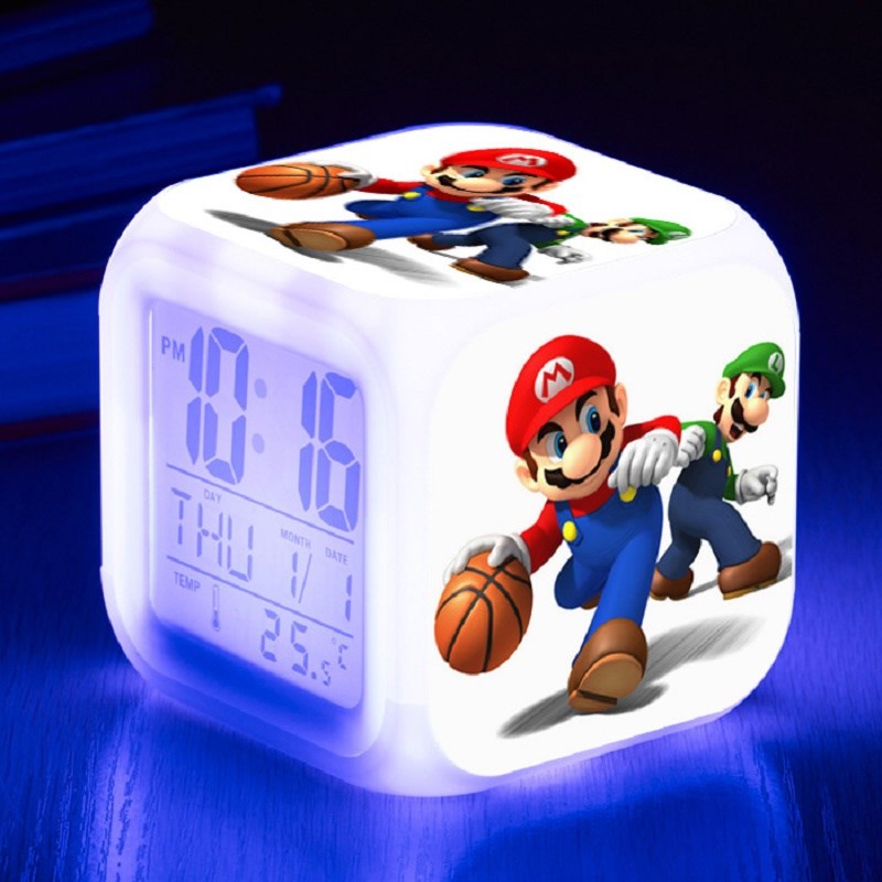 Anime Superh Mario Light LED Alarm Clock Decoration Children