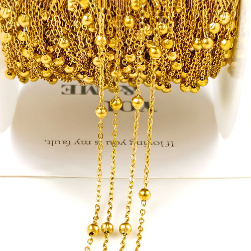 304不锈钢夹圆珠链diy饰品配件手链项链耳环制作材料炉内真空电镀