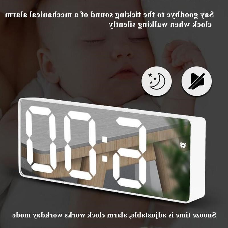 Mirror Digital Alarm Clock Table CSnooze Night LED C.locks
