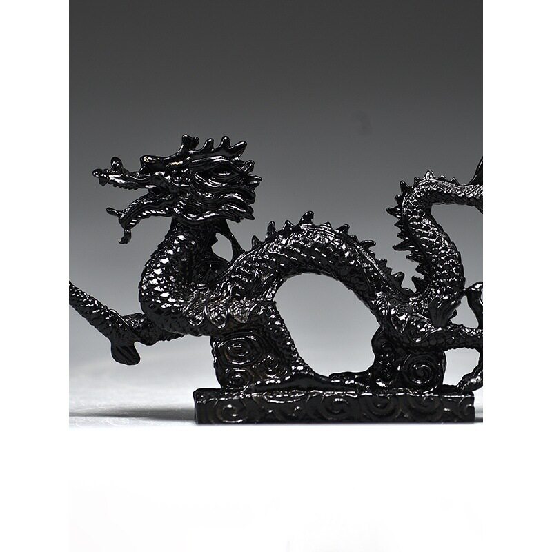 纯黑金属十二生肖龙摆件