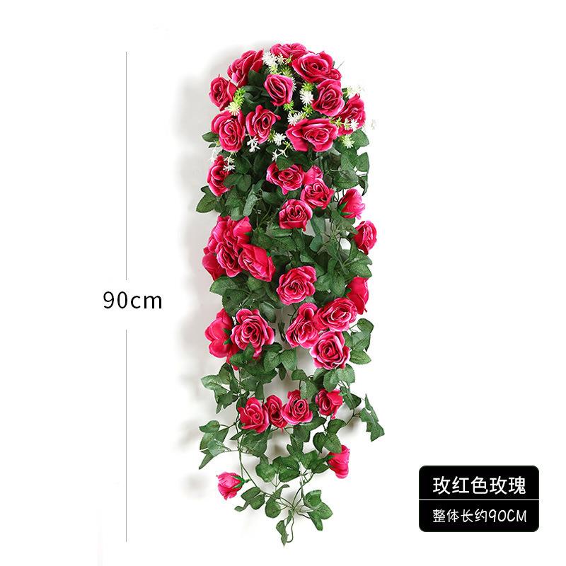 真玫瑰花藤假花仿藤蔓壁挂客厅吊兰喇叭壁花墙装饰婚礼吊玫瑰壁挂