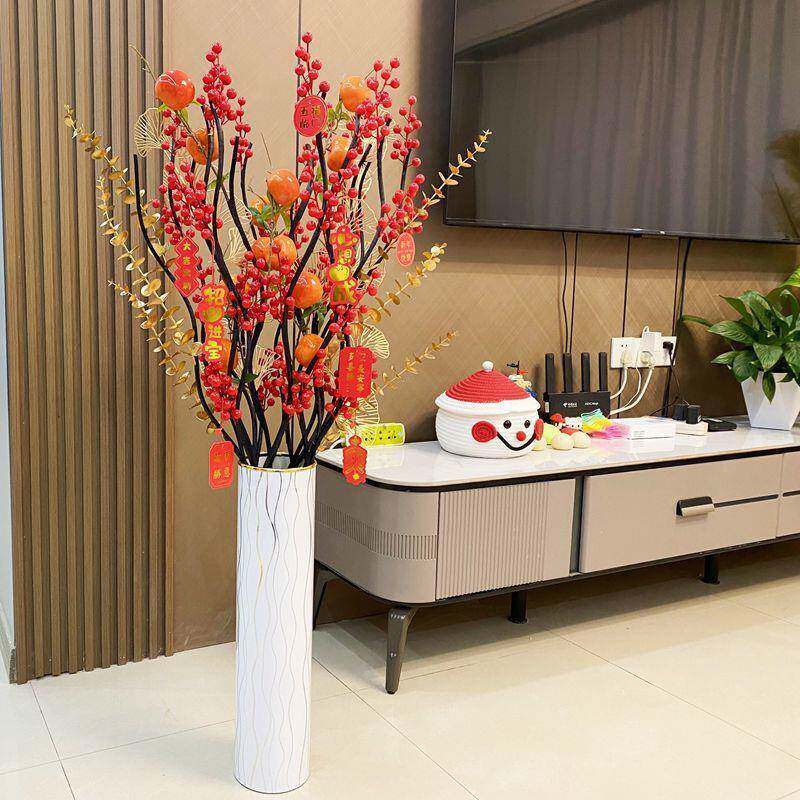 财发果高花档仿dHT8Yk8m真花客厅落红地摆件麦穗柿子石榴花装饰玄