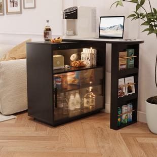 吧台桌家用实木现代简约厅隔吧台QCJ一体客断小户型中岛台法柜式