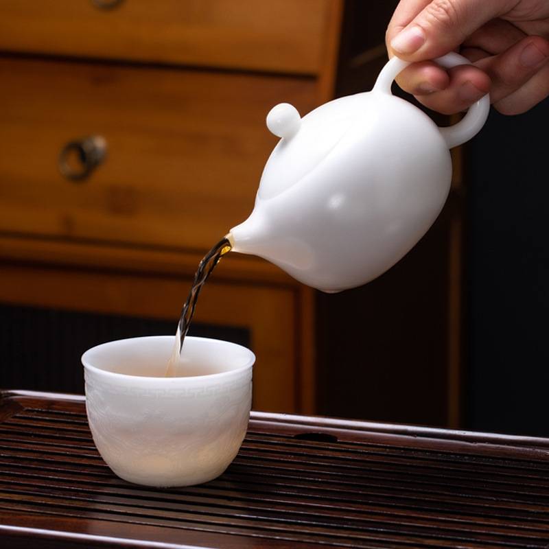 西施壶羊脂玉素烧高档茶壶白玉瓷单个德化茶具泡茶壶珍贵高岭土