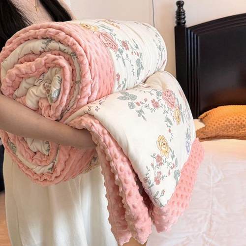 A类软糯肤针织秋棉安豆豆绒FKM被春冬被婴幼儿安抚抚被单双人被亲