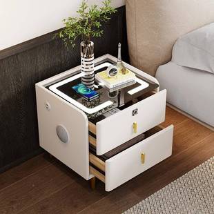 家用简约舒能适风岩床头柜现代网红款 多功能智WGU床边 轻板奢意式