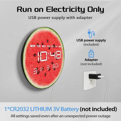 水温果瓜切面简约客厅钟电子西多功能家用时钟带度湿度静DZA-0068