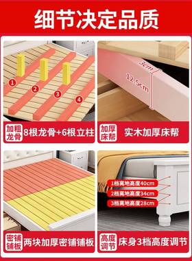 美式ODU实木床代简约.米双人现主8卧软包床工厂直销1.5米1白色公