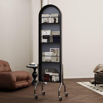 可移镜子全身镜动家用古风收纳中杂志VBH架落地物架全身置镜可移