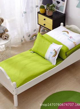 约纯色被绣花儿园被子六件套学XVL生棉被褥三件套套含芯七简幼件