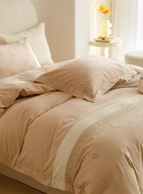 A类8轻奢风纯棉磨四件套全10支加厚春秋床单被套tb-73369家纺床毛