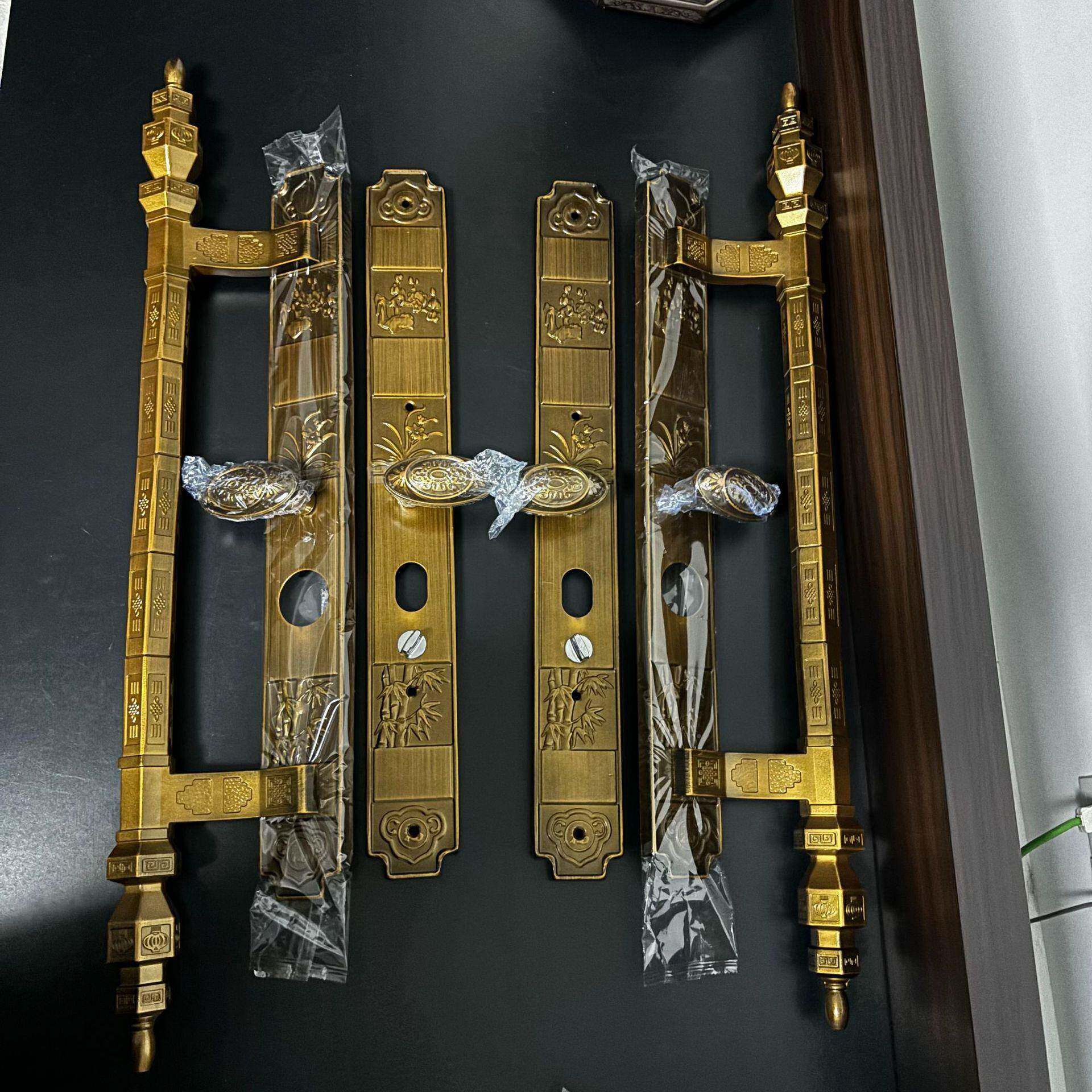 豪别华墅JTS大门大锁双开门对开门防盗门手把门拉手通用型红古铁