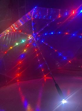 创意性CJX03111尚网红发光透明雨景伞个长柄加厚led灯小清新外拍