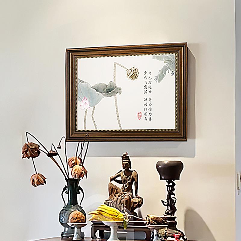 新中式电表箱装饰画配电箱遮挡挂画免打孔复古国风荷花电表盒壁画图片