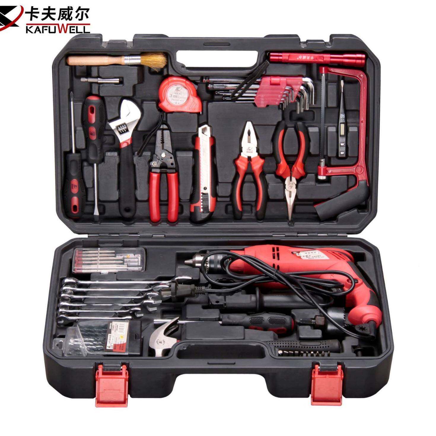 卡能夫威尔家用WWP多功冲击电钻组套装工合具维修套电锤工组具箱