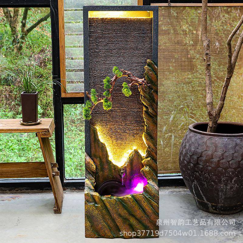 水幕墙假20188山喷泉厅水摆件客庭院办公室水景加循环水流鱼缸湿