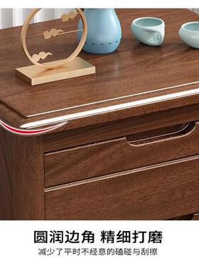 4I木床头柜斗柜现柜代RNU简约抽胡桃木二实小柜子床边窄小收纳柜