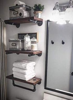 金爆款属墙FDV壁置架工铁业管架壁挂式木质浮动架浴室储物物架毛