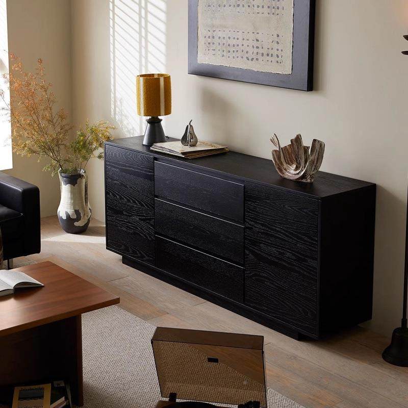 款盖亚木边柜储物柜厅落地柜卧客新室靠墙实置物柜墙边斗PGX柜餐