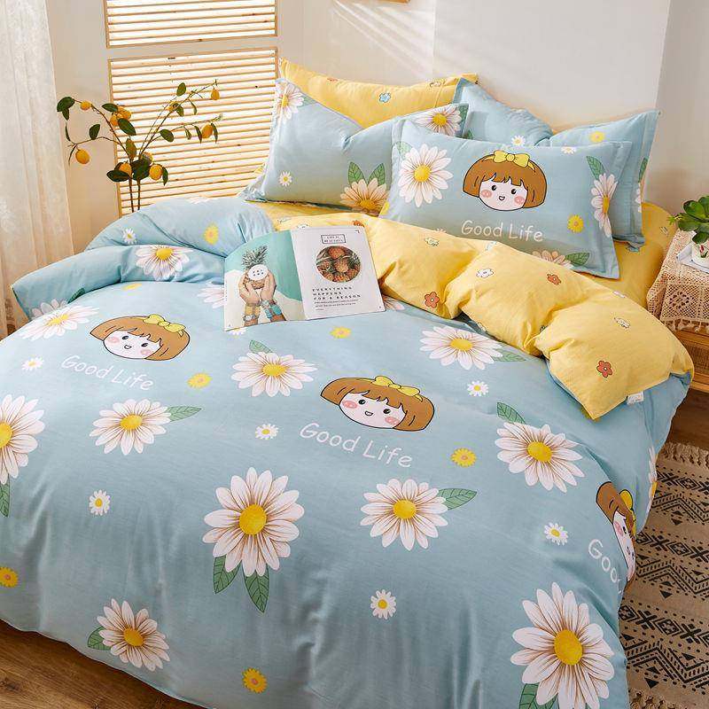 家纺全棉四件1%OO斜纯棉简套约双人被JQA纹套床单床上用品被罩三