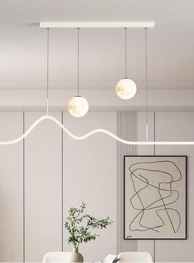 餐厅灯全光谱灯一字餐吊JINH-T83奶桌吊灯月球灯吊线灯眼油风护灯