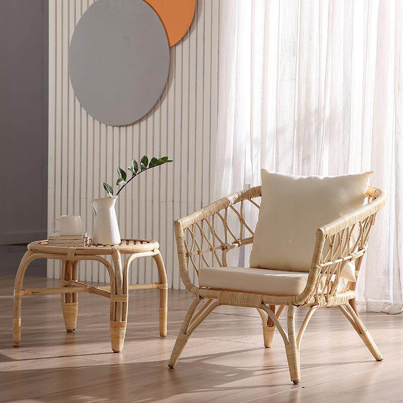 藤椅约单人沙发真藤三件椅套网红279简子阳台休闲椅民宿客厅茶几