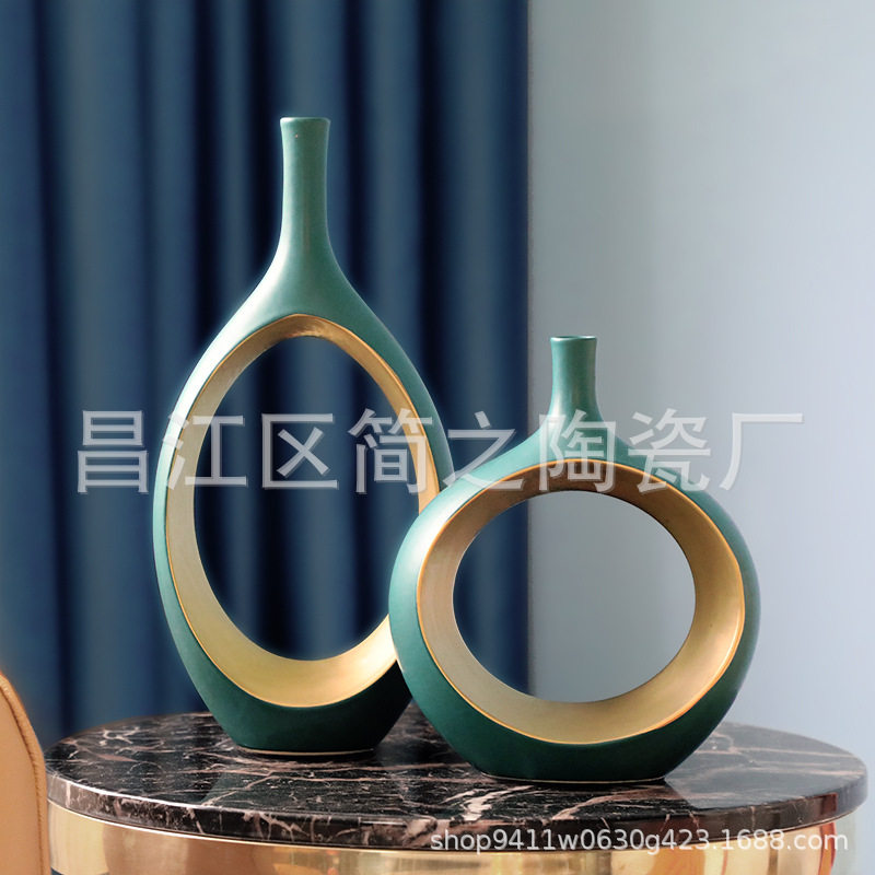 欧式新中式禅彩绘陶瓷花瓶摆件